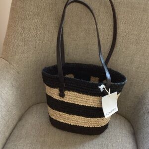 Bembien Black & Natural Striped Crochet Tote